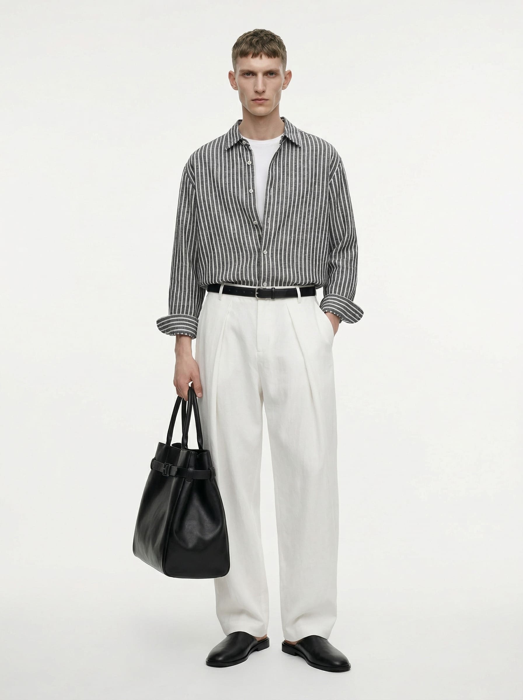 Men’s 100% Linen Striped Shirt