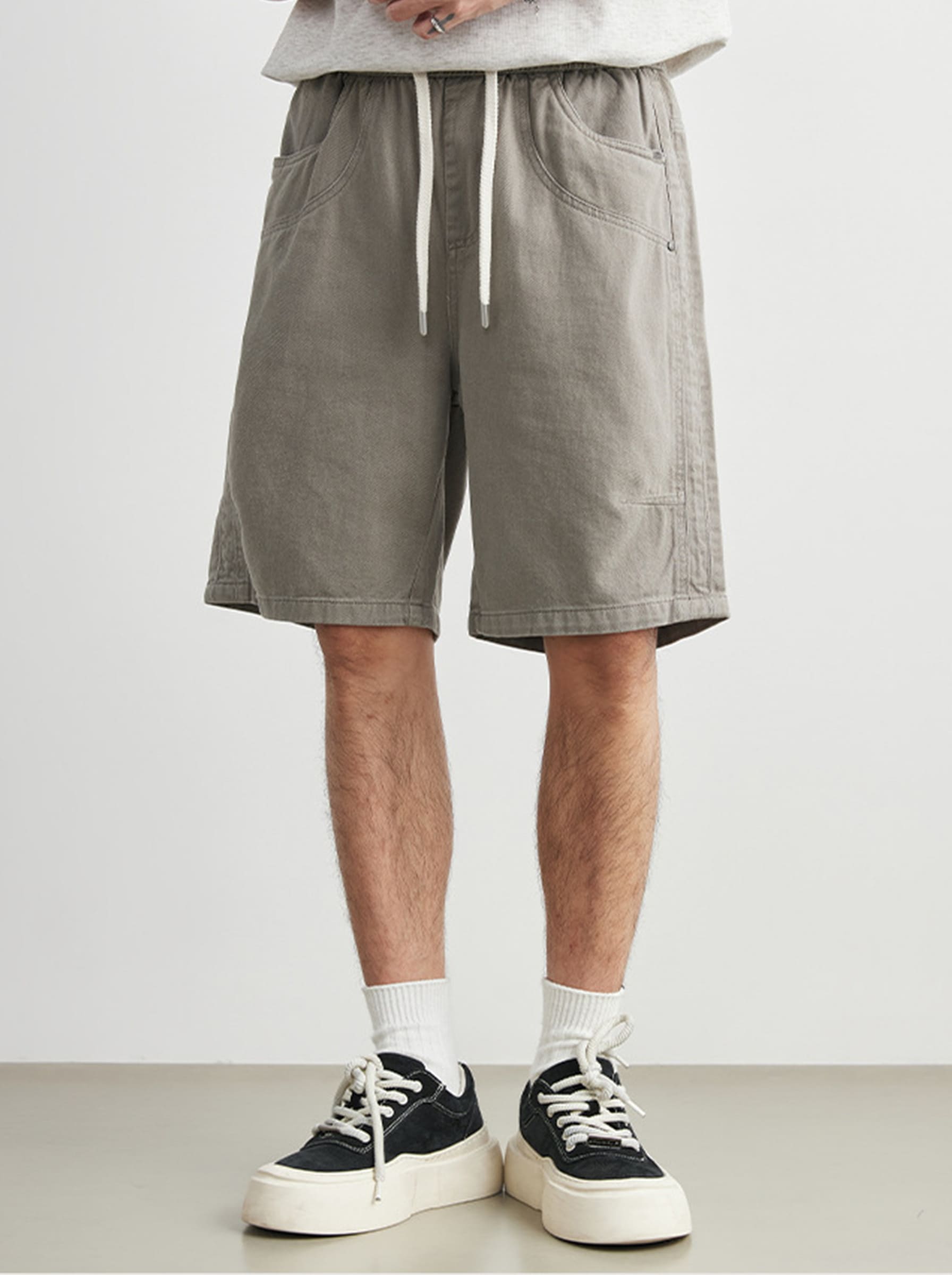 Men's 100% Cotton Lyocell Drawstring Five-Pocket Shorts