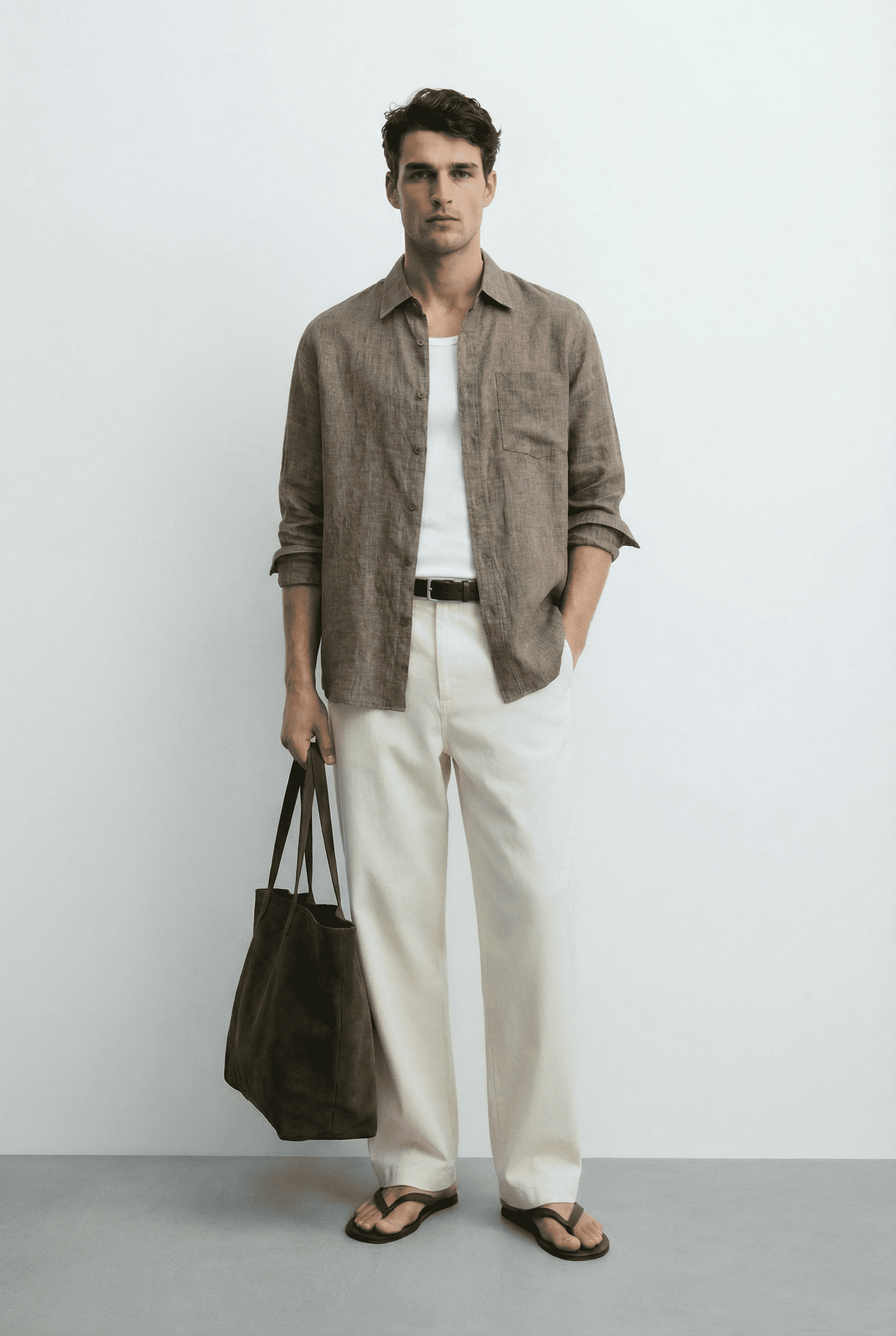 Men’s 100% Cotton-Linen Long Sleeve Shirt
