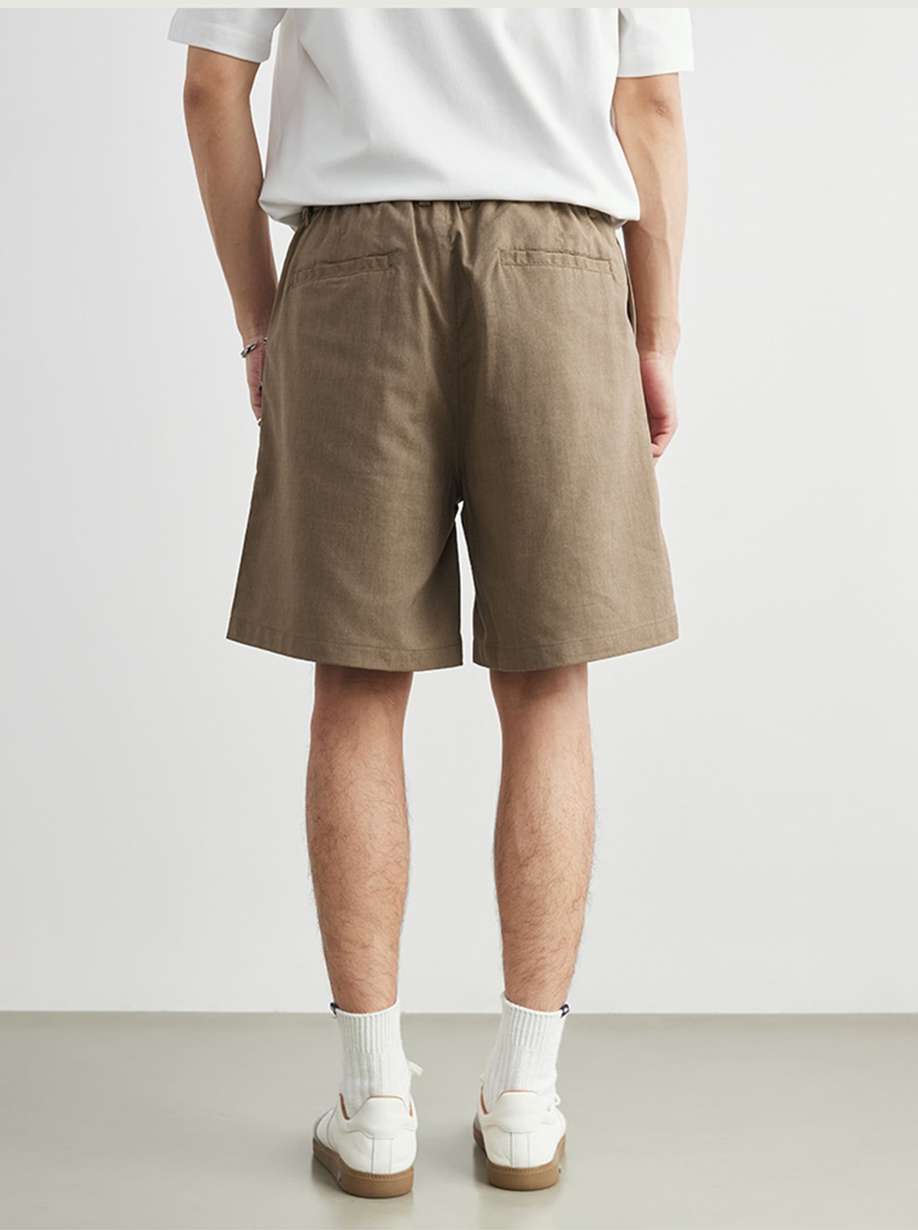 Men's Cotton Linen Loose Fit Pleated Shorts