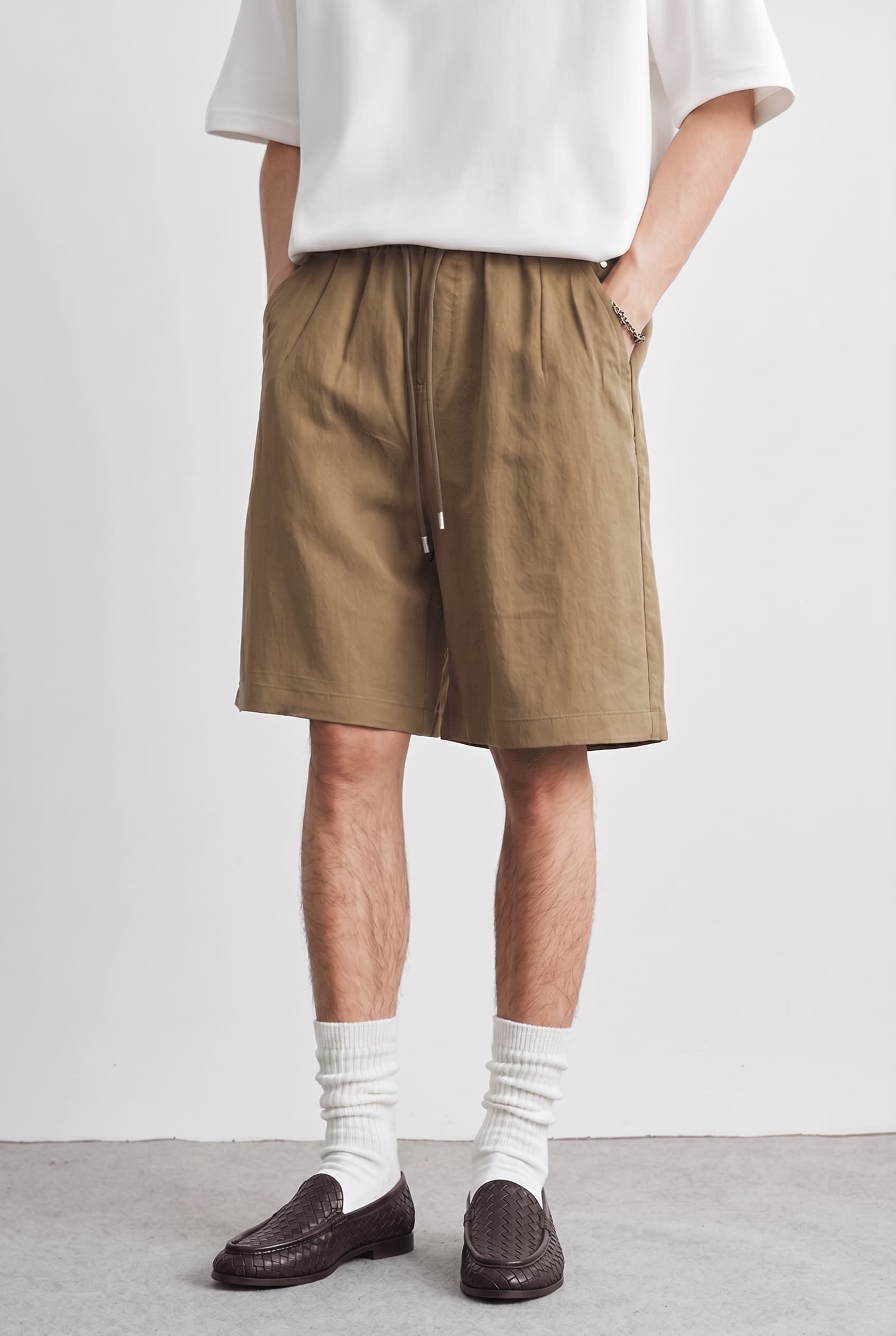 Men's 100% Tencel Nylon Blend Wide-Leg Shorts