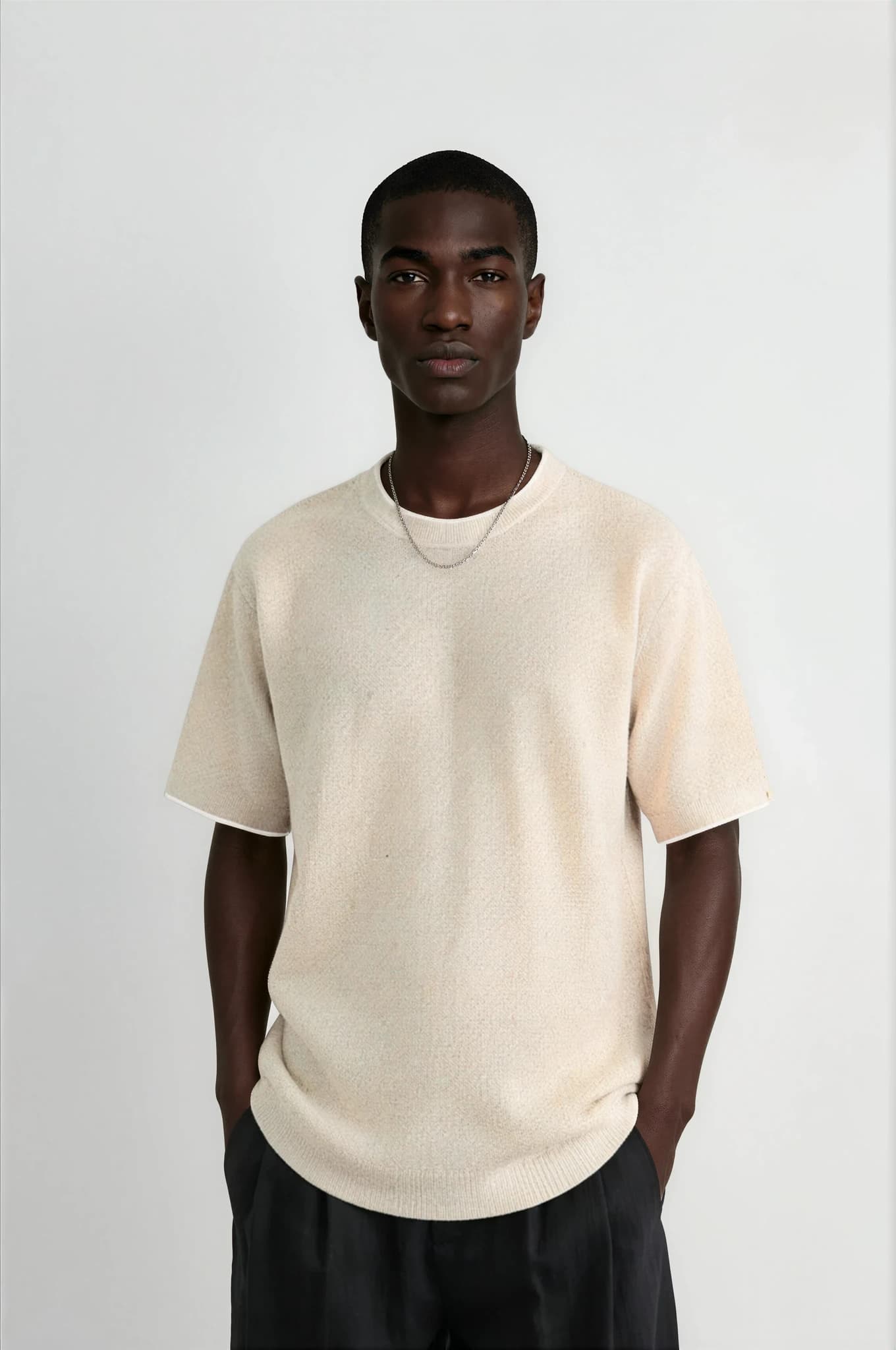 Men's Layered Collar 14-Gauge  Knit T-Shirt