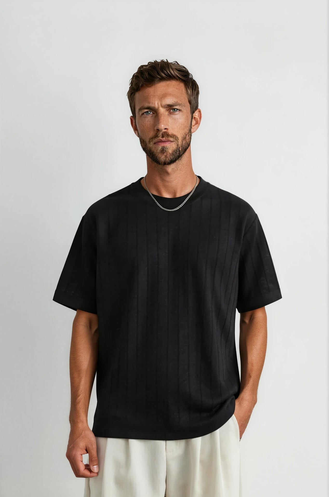 Men's Ribbed 14-Gauge Knit Crew Neck T-shirt